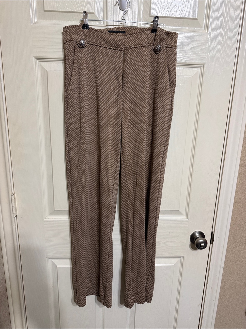 Truth Taupe Textured Straight-Leg Trousers